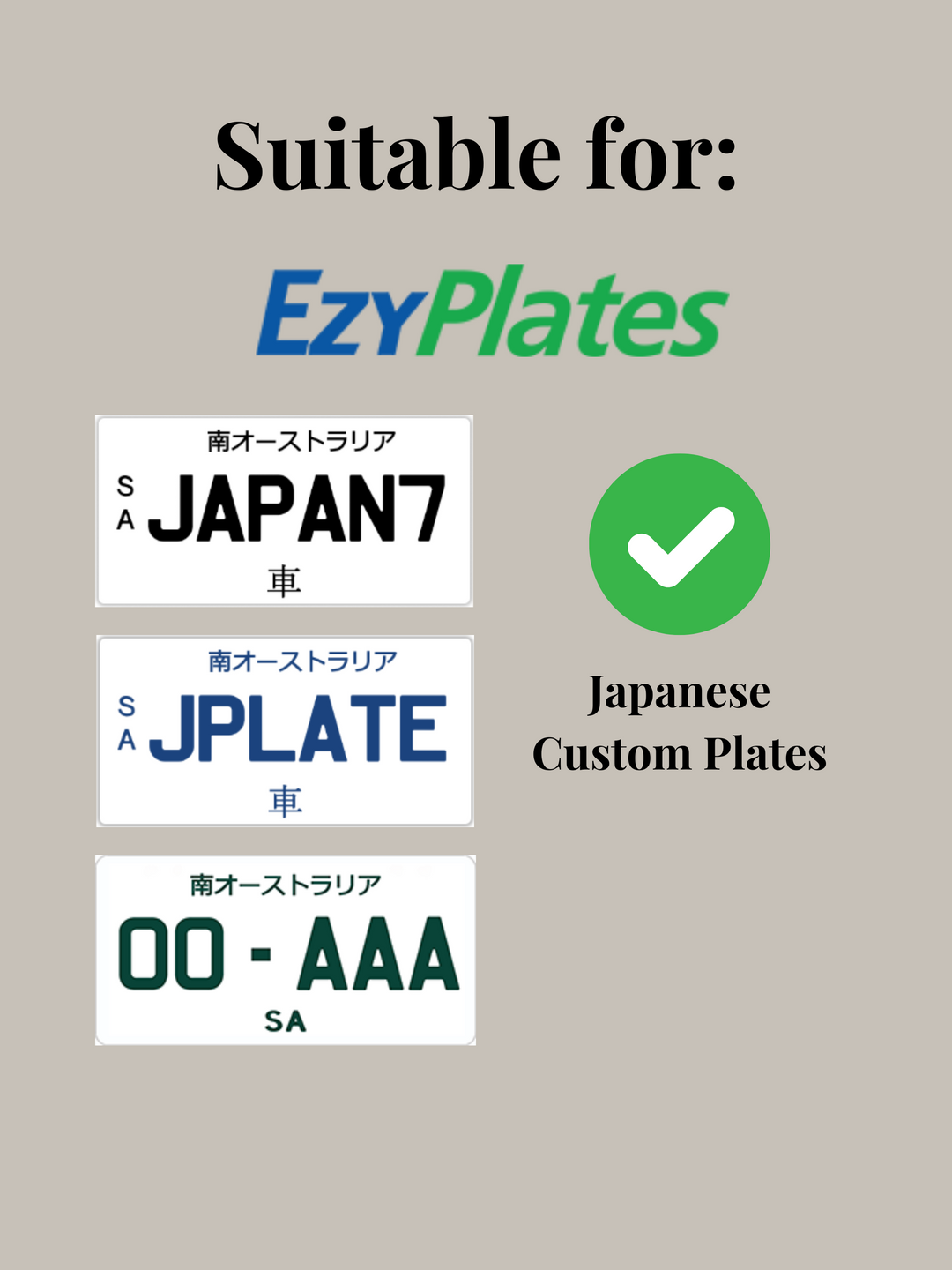 SA Japanese Custom PlateMATE® Number Plate Bracket / Holder
