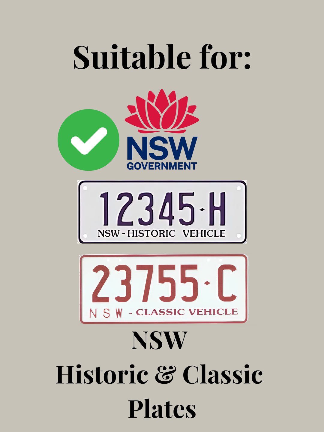 NSW Historic & Classic Number Plate Bracket / Holder
