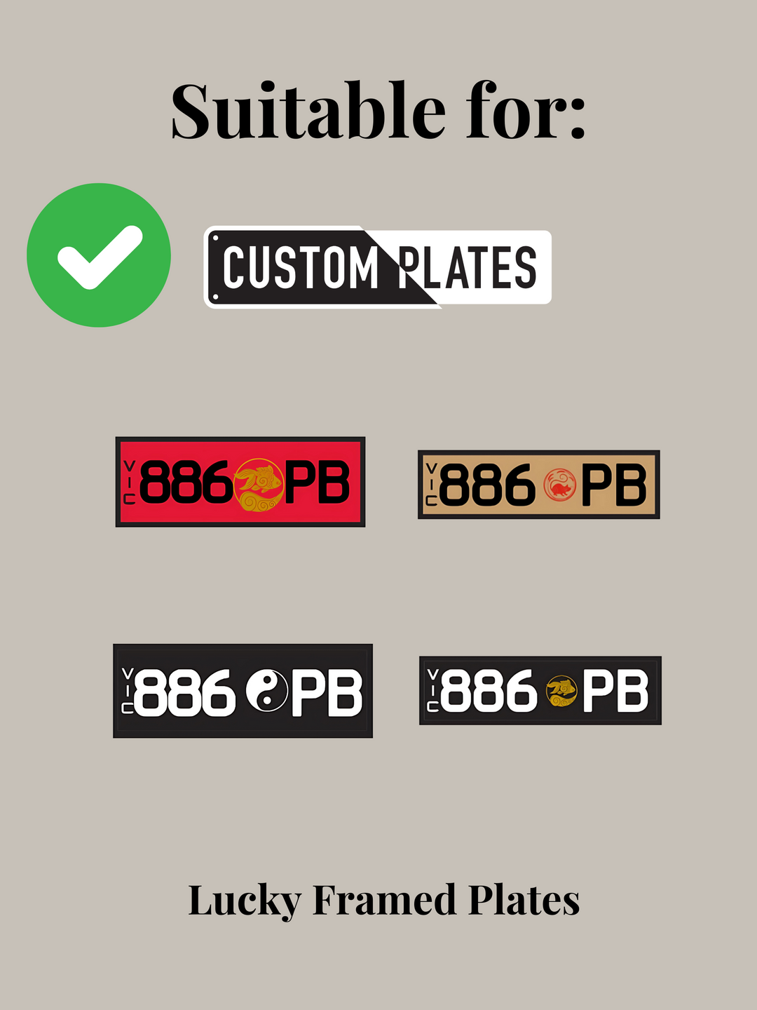 VIC Lucky Framed Number Plate Bracket / Holder