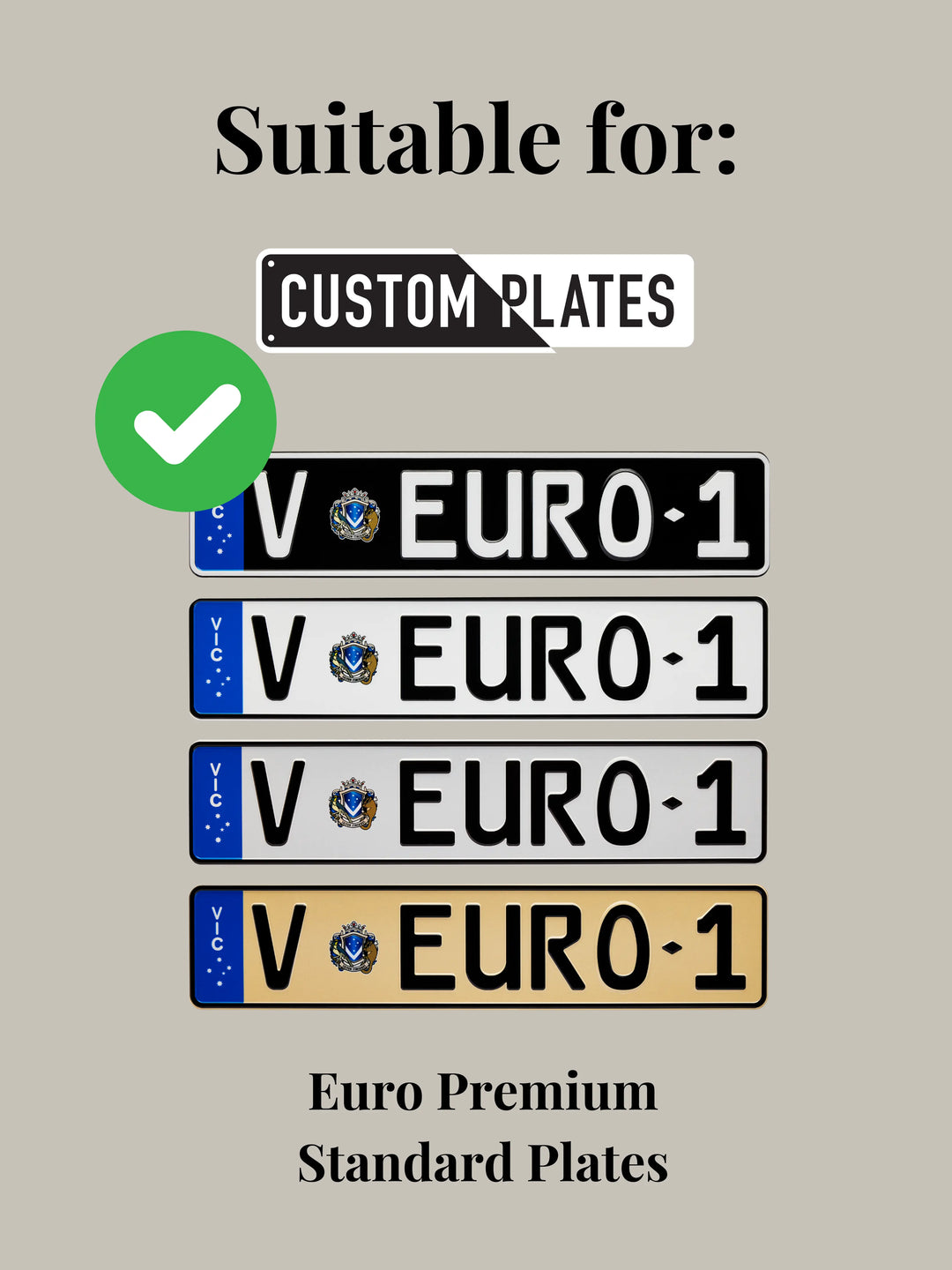 VIC Euro Style PlateMATE® Number Plate Bracket / Holder