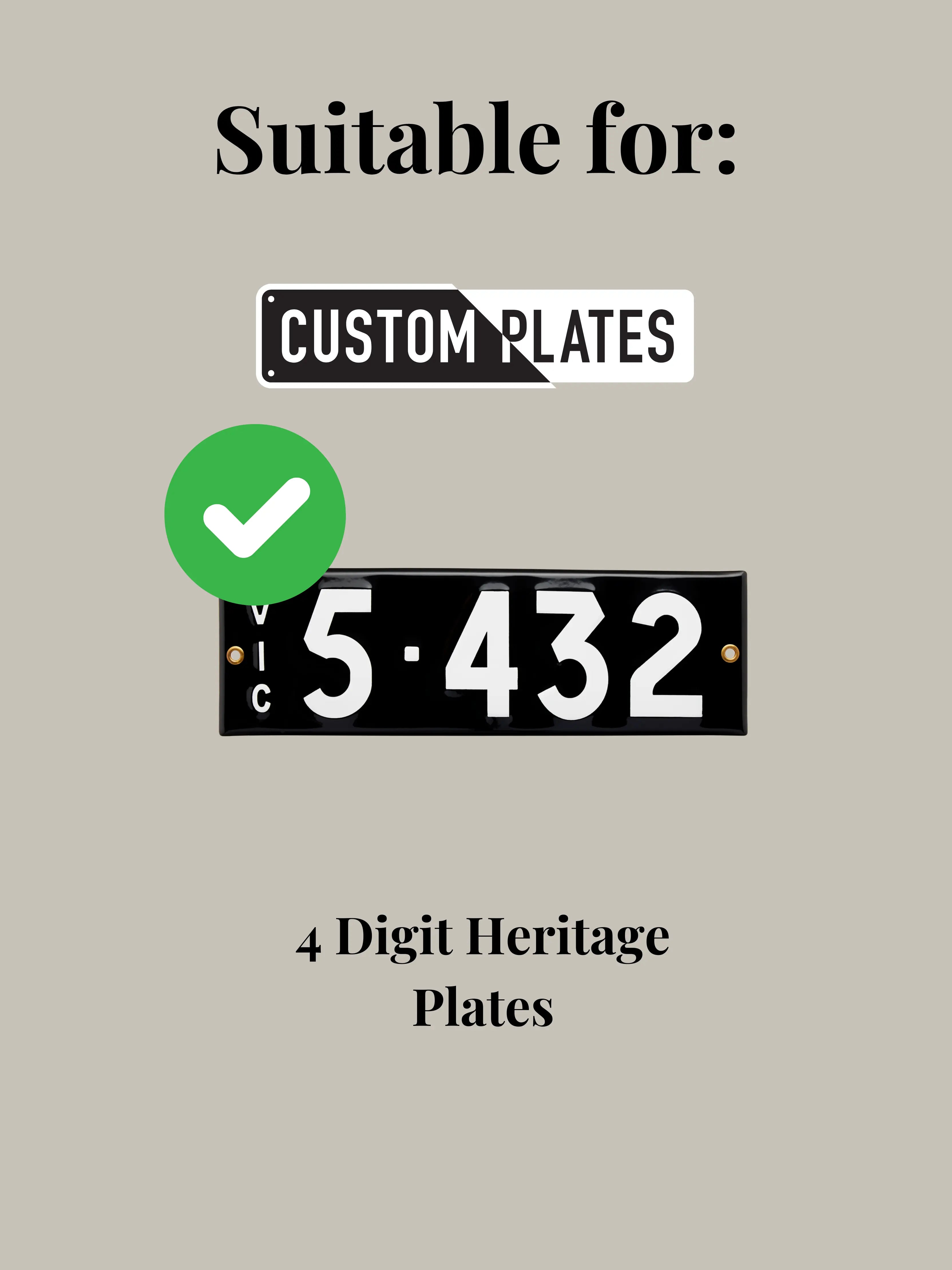 4 Plate Icon VIC Heritage - 4 Digit Number Plate Bracket / Holder – The Plate ...